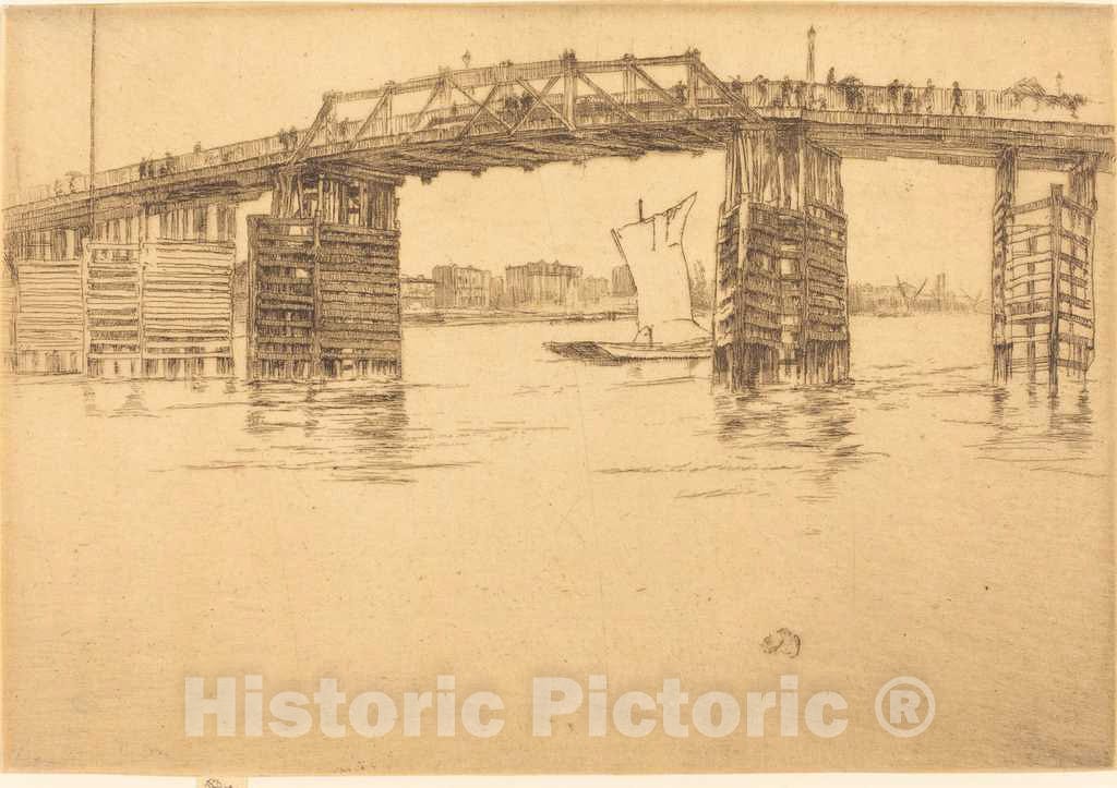 Art Print : James McNeill Whistler, Old Battersea Bridge, 1879 - Vintage Wall Art