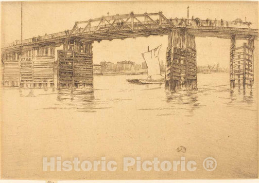 Art Print : James McNeill Whistler, Old Battersea Bridge, 1879 - Vintage Wall Art