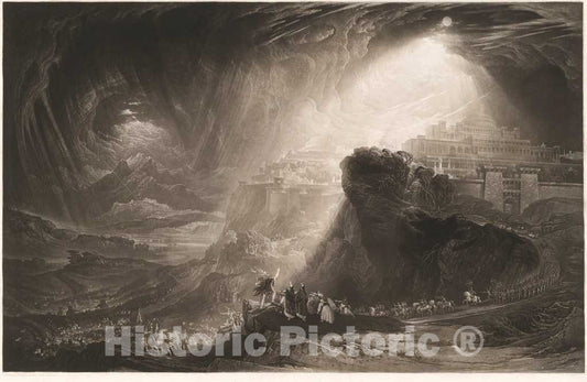 Art Print : John Martin, Joshua Commanding The Sun to Stand Still, 1827 - Vintage Wall Art