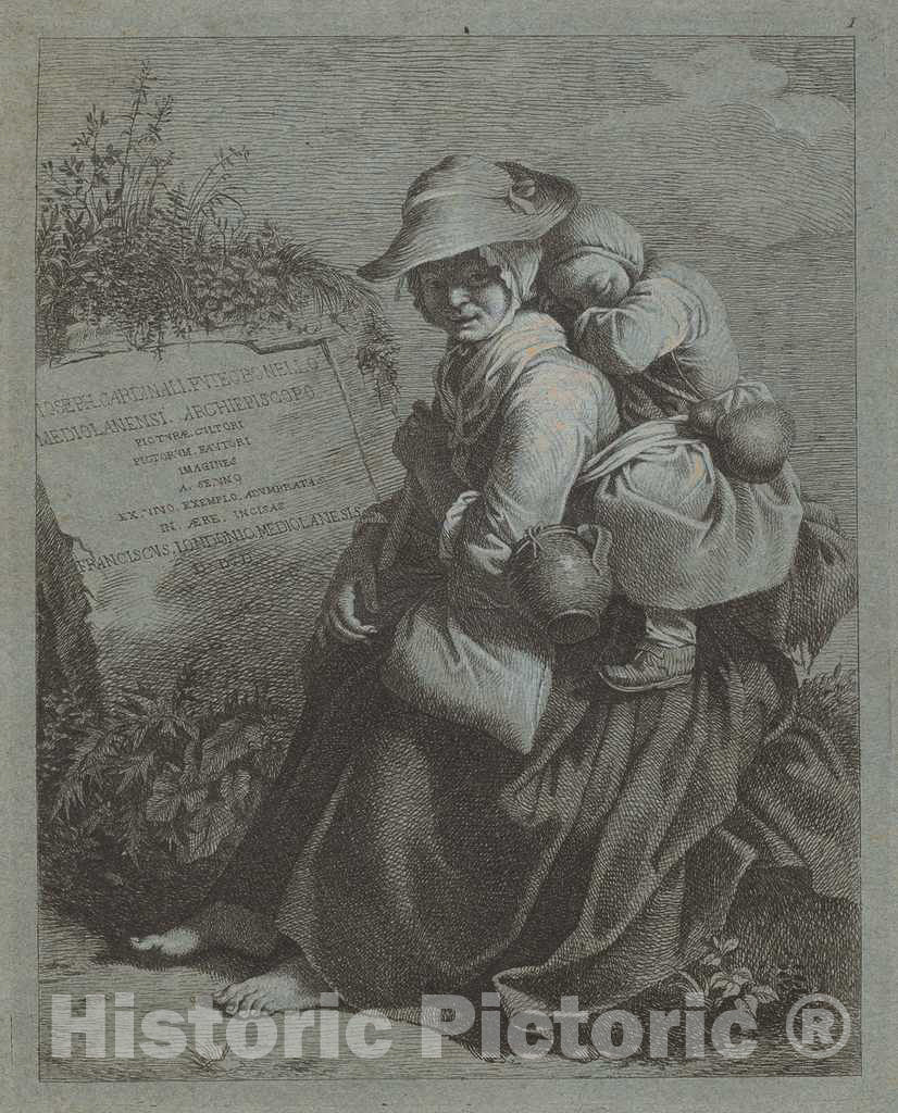 Art Print : Francesco Londonio, Seated Peasant Woman with Sleeping Child, c.1759 - Vintage Wall Art