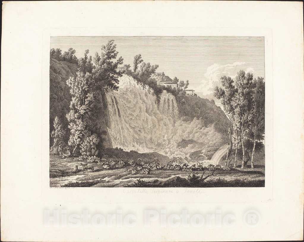 Art Print : Albert Christoph Dies, Cascatella Superiore a Tivoli, 1796 - Vintage Wall Art