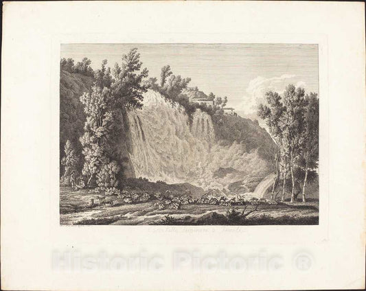 Art Print : Albert Christoph Dies, Cascatella Superiore a Tivoli, 1796 - Vintage Wall Art