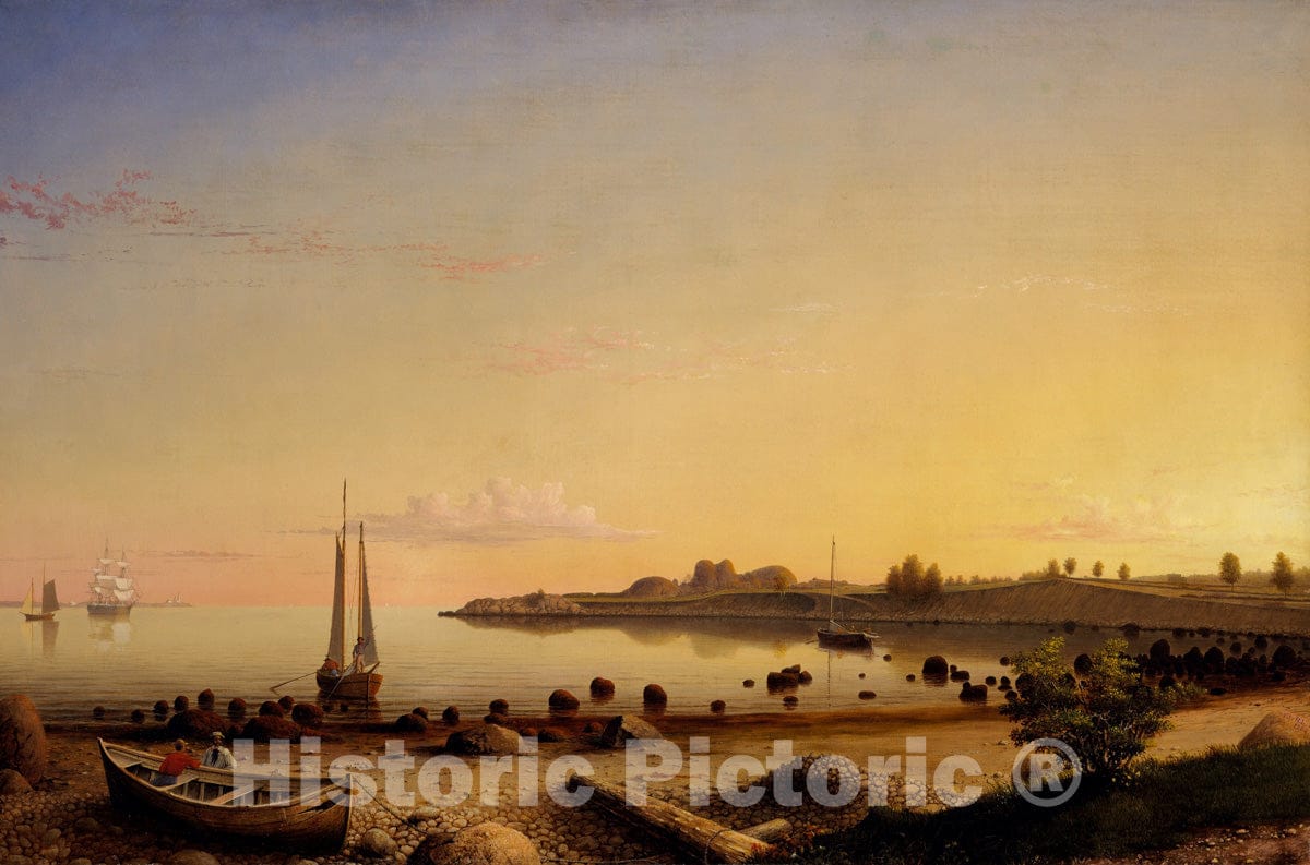 Art Print : Fitz Henry Lane - Stage Fort across Gloucester Harbor : Vintage Wall Art