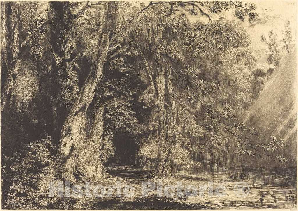 Art Print : Paul Huet, Flooding in The Forest of The ILE SÃ©guin, c. 1833 - Vintage Wall Art