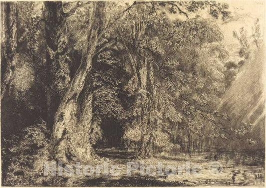 Art Print : Paul Huet, Flooding in The Forest of The ILE SÃ©guin, c. 1833 - Vintage Wall Art