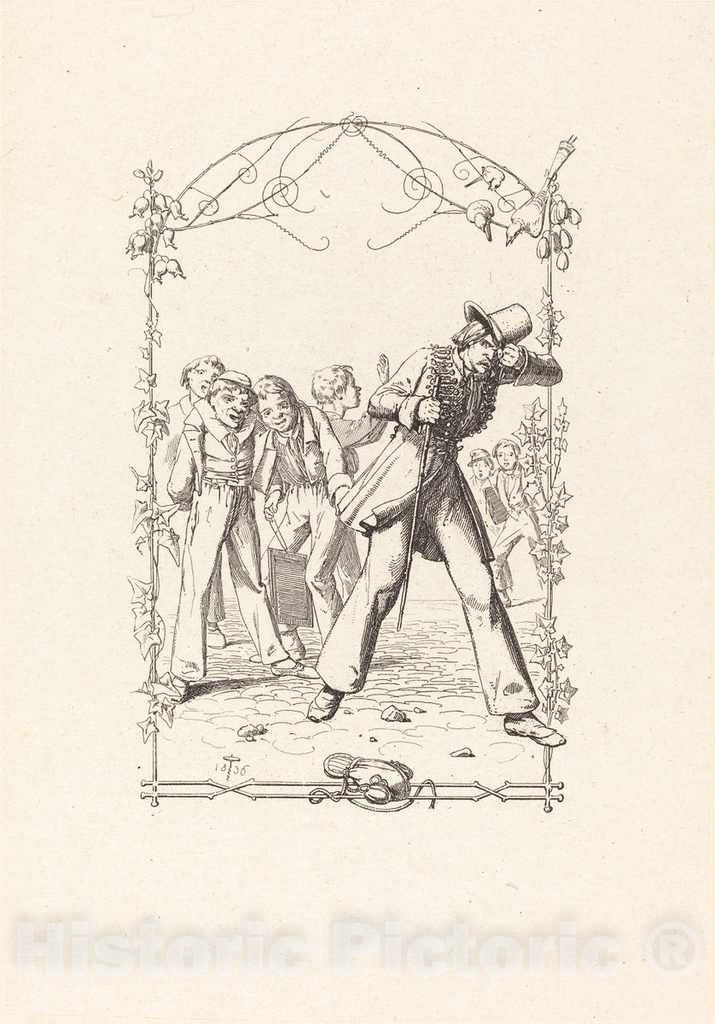 Art Print : Adolf SchrÃ¶dter, Peter Schlemihl Taunted for His Lack of Shadow, 1836 - Vintage Wall Art