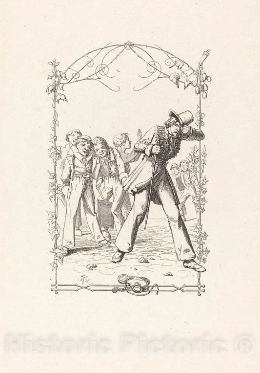 Art Print : Adolf SchrÃ¶dter, Peter Schlemihl Taunted for His Lack of Shadow, 1836 - Vintage Wall Art