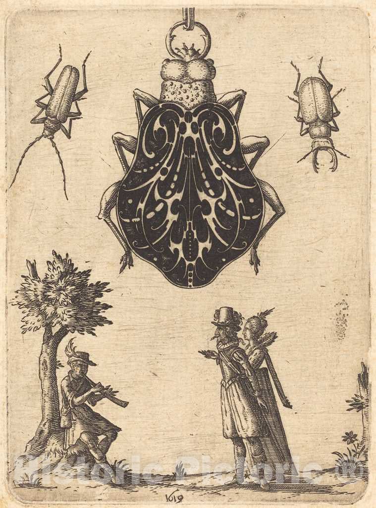 Art Print : Jean Toutin, Design for a Beetle-Shaped Pendant, 1619 - Vintage Wall Art