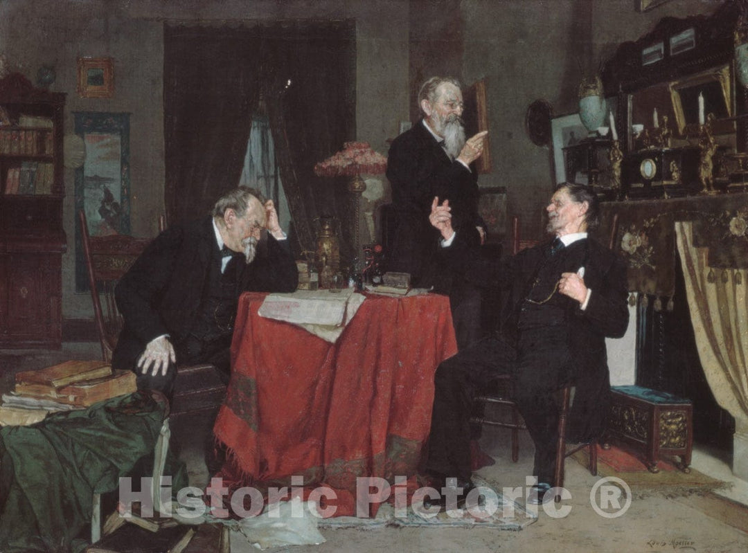 Art Print : Louis Moeller - A Discussion : Vintage Wall Art