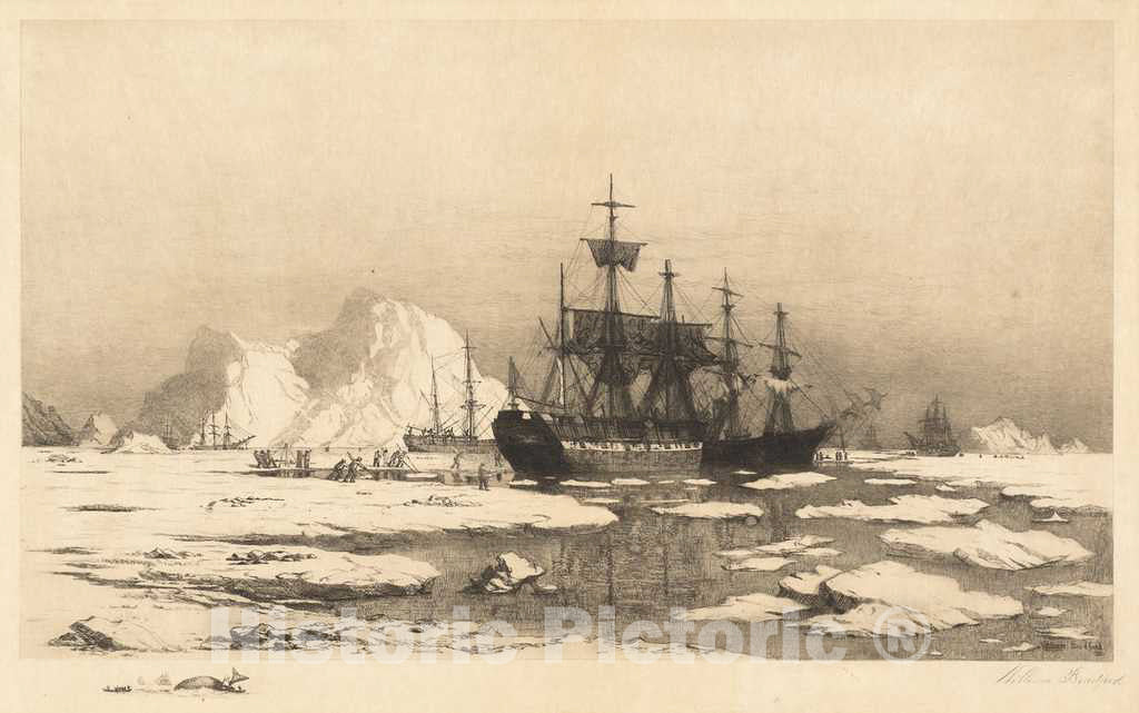 Art Print : William Bradford, Among The Ice Floes, 1890 - Vintage Wall Art