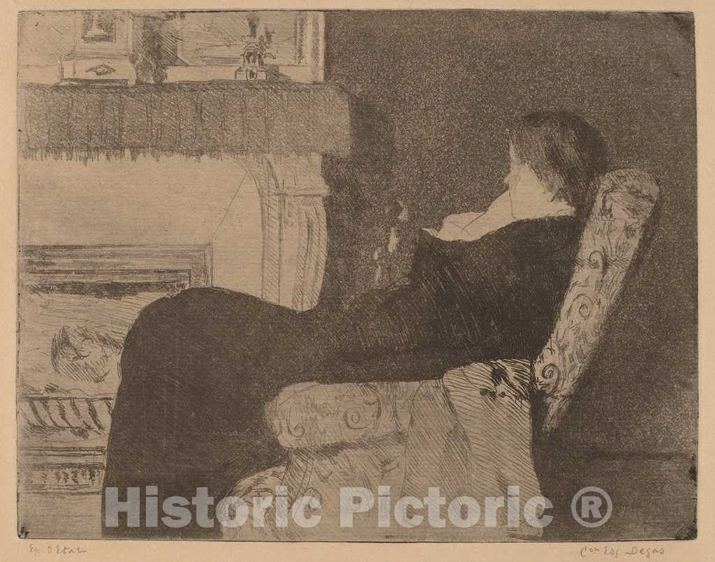 Art Print : Mary Cassatt, Before The Fireplace (No. 1), c. 1882 - Vintage Wall Art