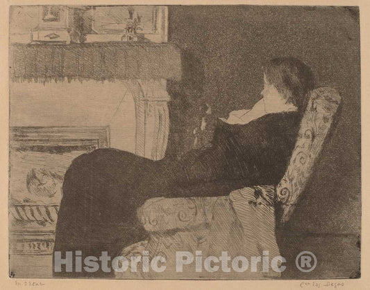 Art Print : Mary Cassatt, Before The Fireplace (No. 1), c. 1882 - Vintage Wall Art
