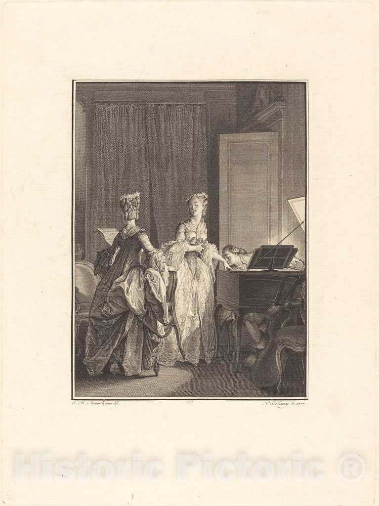 Art Print : Delaunay After Moreau, Il appliqua sur cette Main un baiser que je sentis sur mon Coeur, 1777 - Vintage Wall Art
