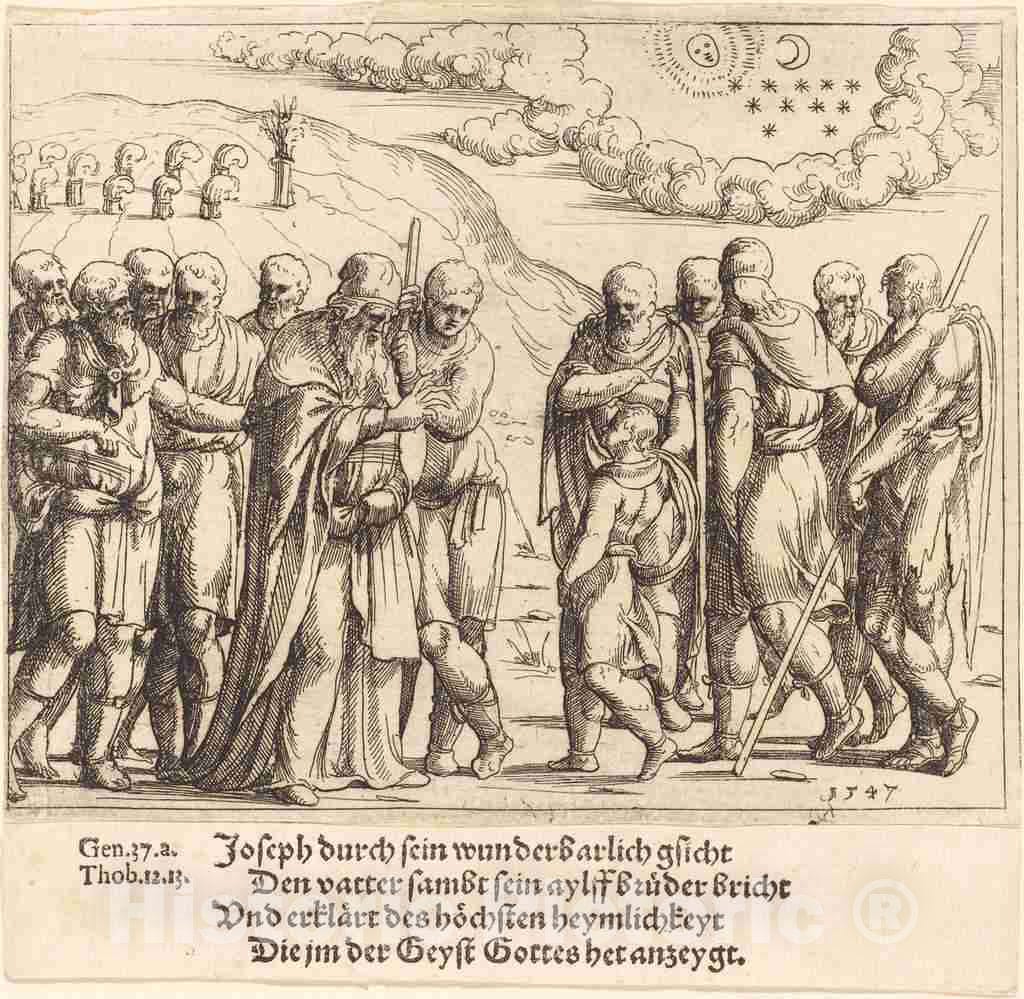 Art Print : Augustin Hirschvogel, Joseph Recounts His Dreams, 1547 - Vintage Wall Art