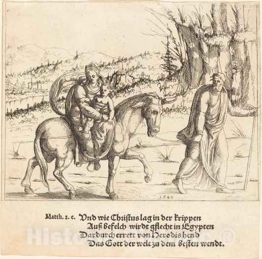 Art Print : Augustin Hirschvogel, The Flight into Egypt, 1548 - Vintage Wall Art