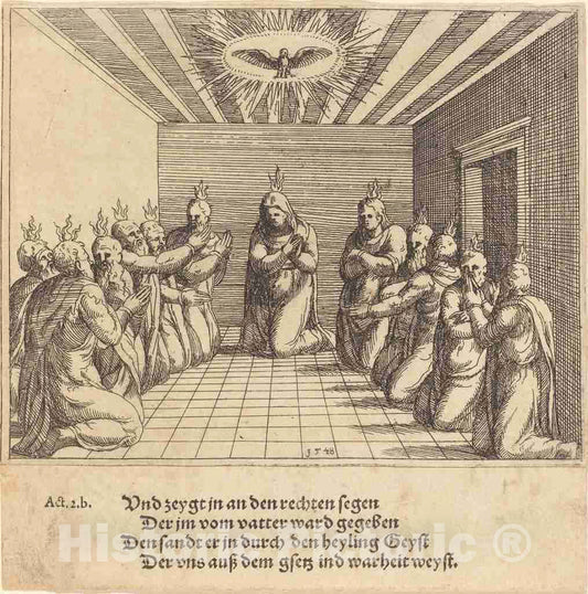 Art Print : Augustin Hirschvogel, The Descent of The Holy Spirit, 1548 - Vintage Wall Art