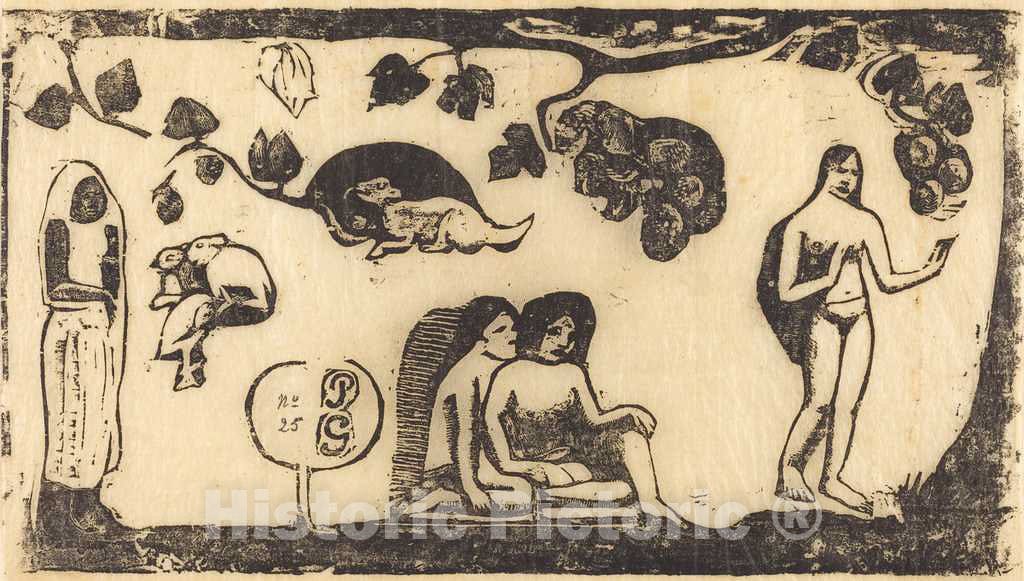 Art Print : Paul Gauguin, Women, Animals and Foliage (Femmes, animaux et feuillages), in or After 1895 - Vintage Wall Art