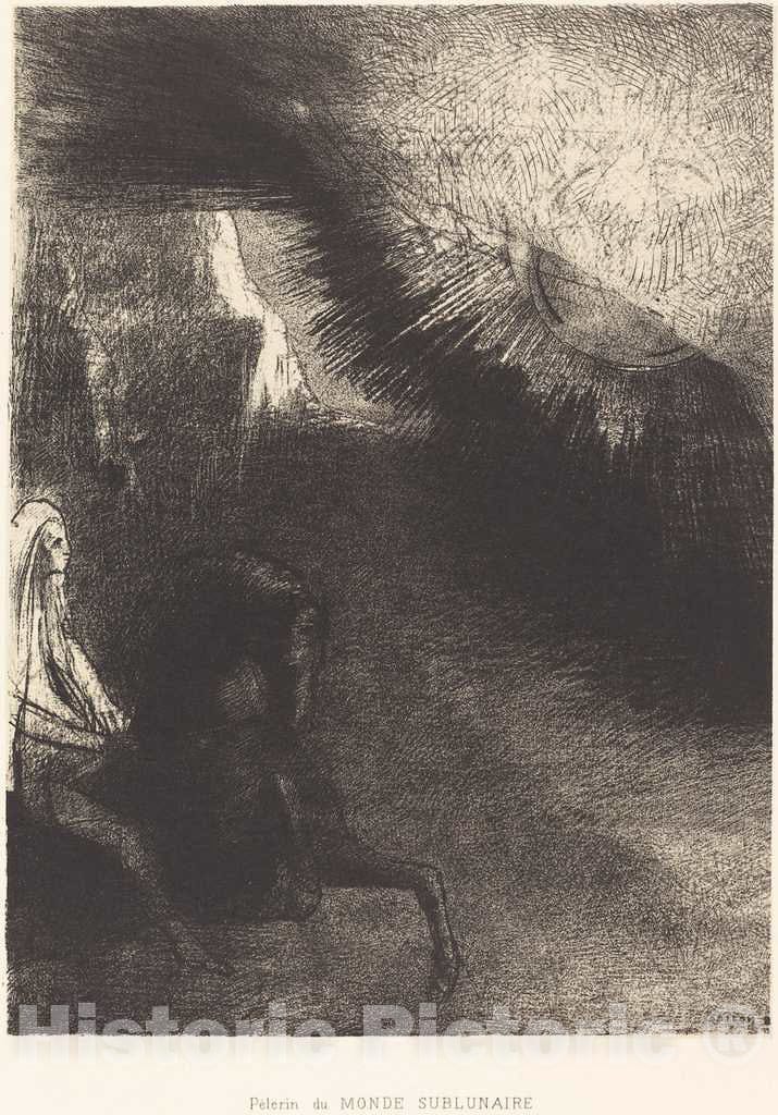 Art Print : Odilon Redon, PÃ©lerin du Monde sublunaire (Pilgrim of The Sublunary World), 1891 - Vintage Wall Art