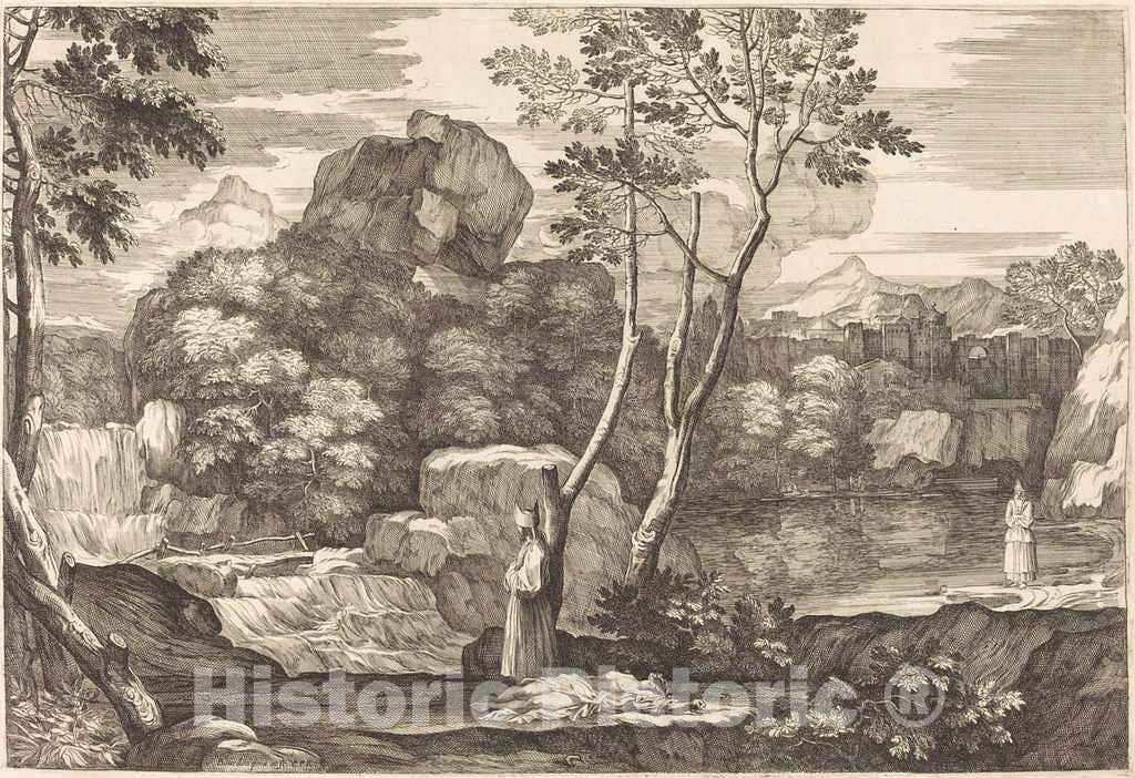 Art Print : SÃ©bastien Bourdon, The Levite and The Priest Pass The Man Without Helping Him - Vintage Wall Art