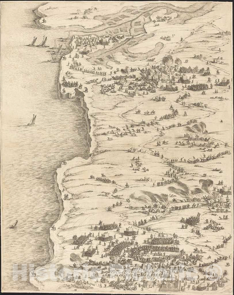 Art Print : Jacques Callot, The Siege of La Rochelle [Plate 5 of 16; Set comprises 1952.8.97-112], c.1630 - Vintage Wall Art