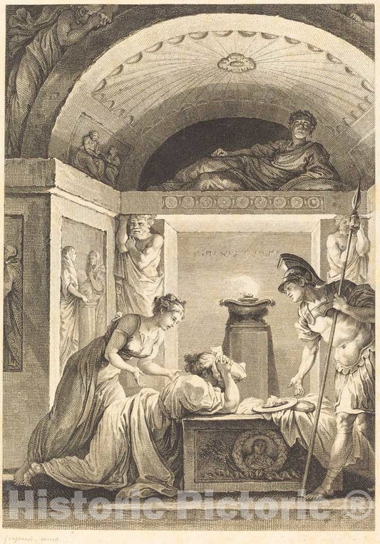 Art Print : Delignon and Duclos, La matrone d'Ephese, 1793 - Vintage Wall Art
