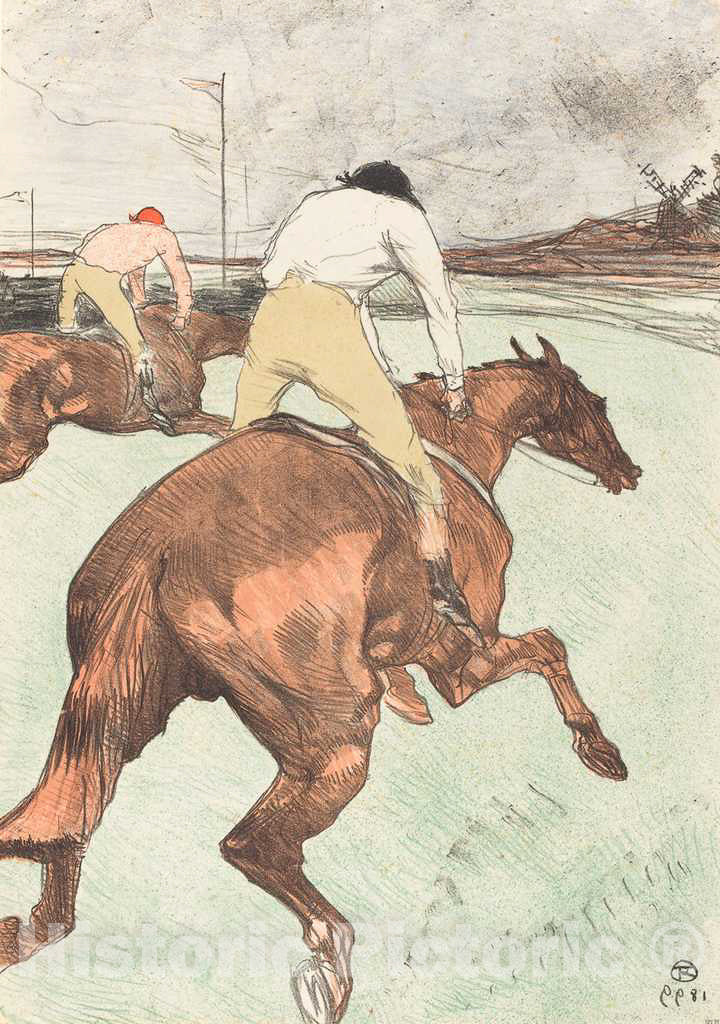 Art Print : Henri de Toulouse-Lautrec, The Jockey (Le Jockey), 1899 - Vintage Wall Art
