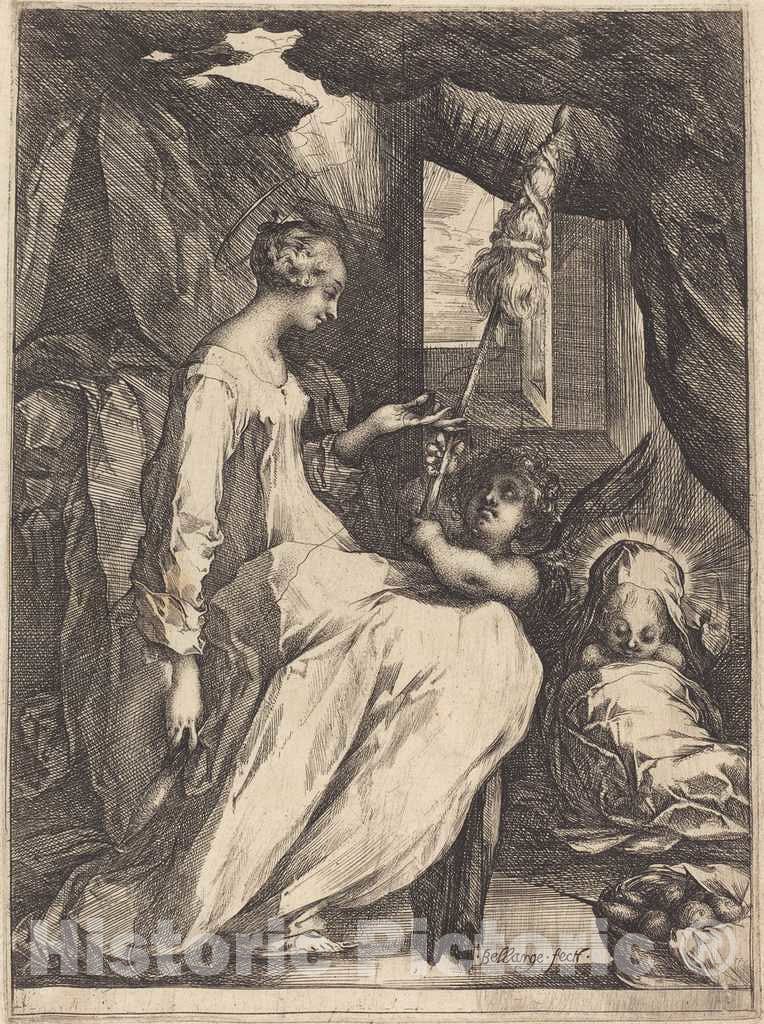 Art Print : Jacques Bellange, The Madonna Spinning, 1615 - Vintage Wall Art