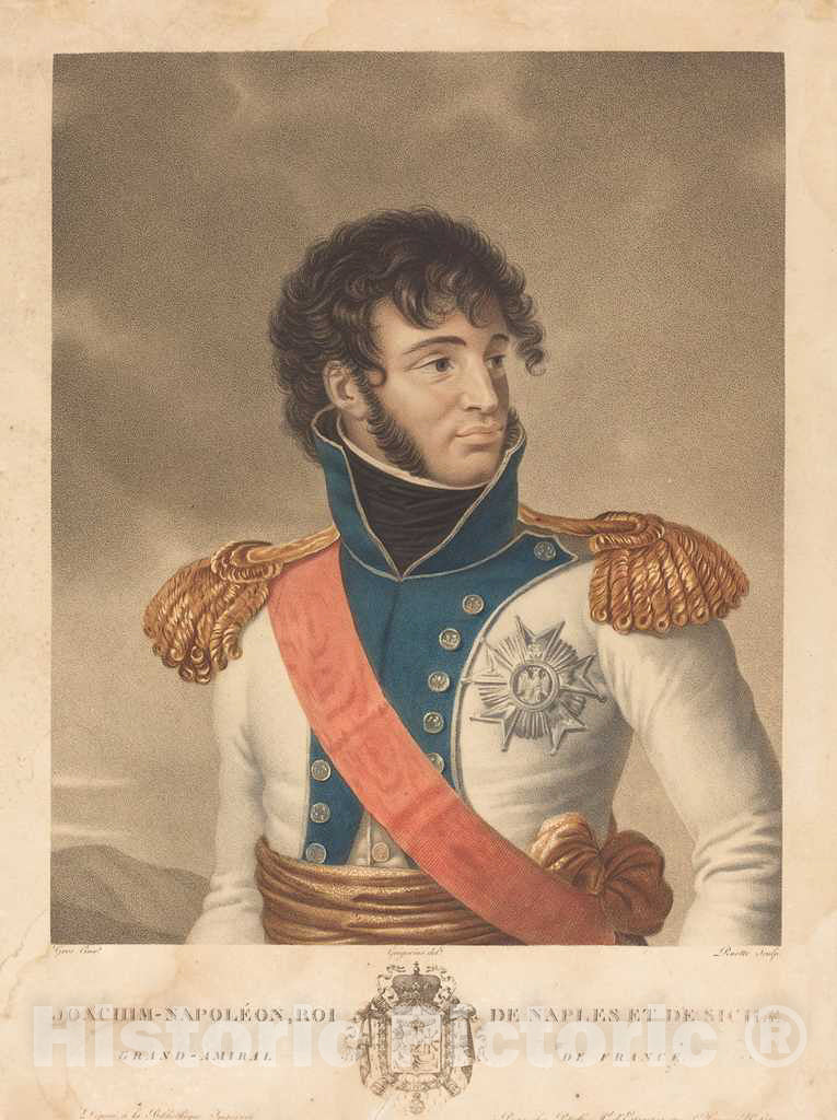 Art Print : Ruotte After Gregorius, Joachim Murat (Joachim-Napoleon, Roi de Naples et de Sicile, Grand-Admiral de France) - Vintage Wall Art