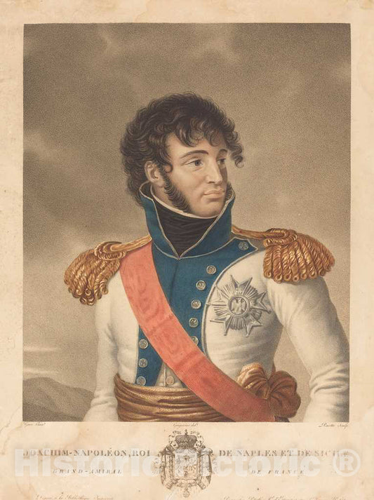Art Print : Ruotte After Gregorius, Joachim Murat (Joachim-Napoleon, Roi de Naples et de Sicile, Grand-Admiral de France) - Vintage Wall Art