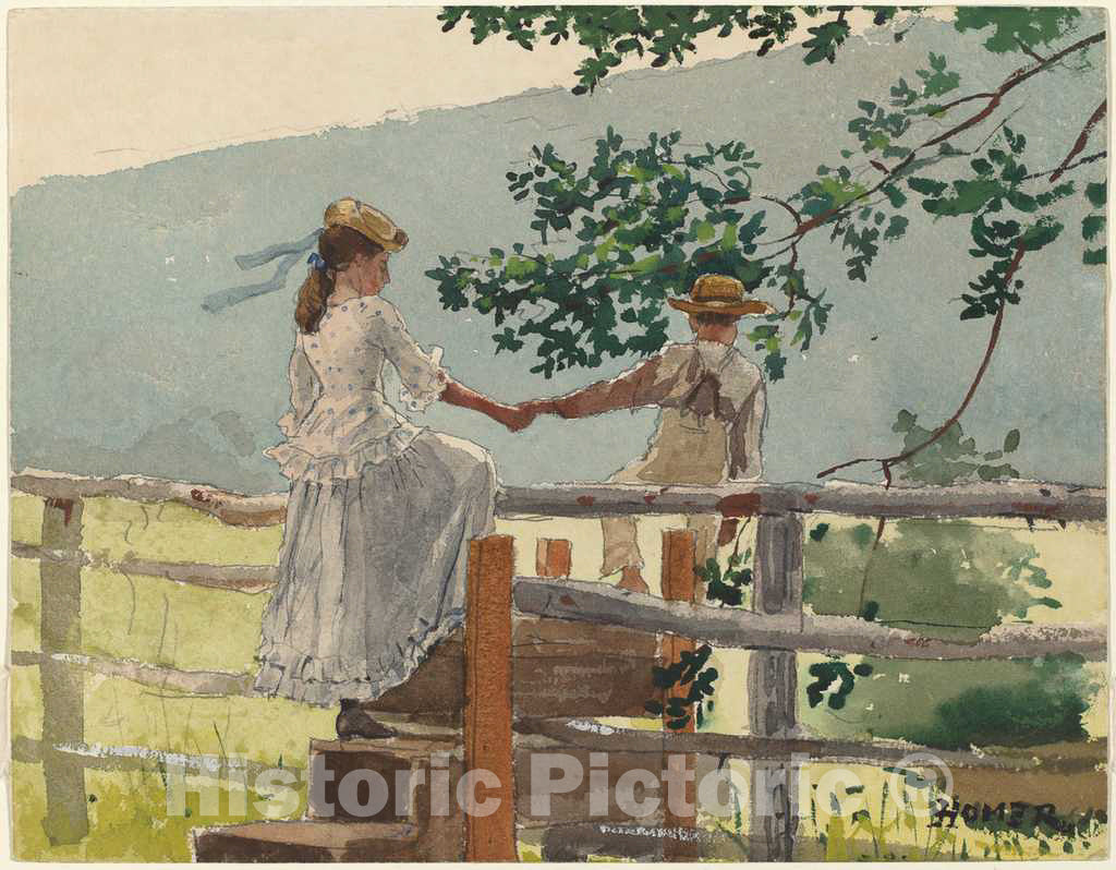 Art Print : Winslow Homer, On The Stile, 1878 - Vintage Wall Art