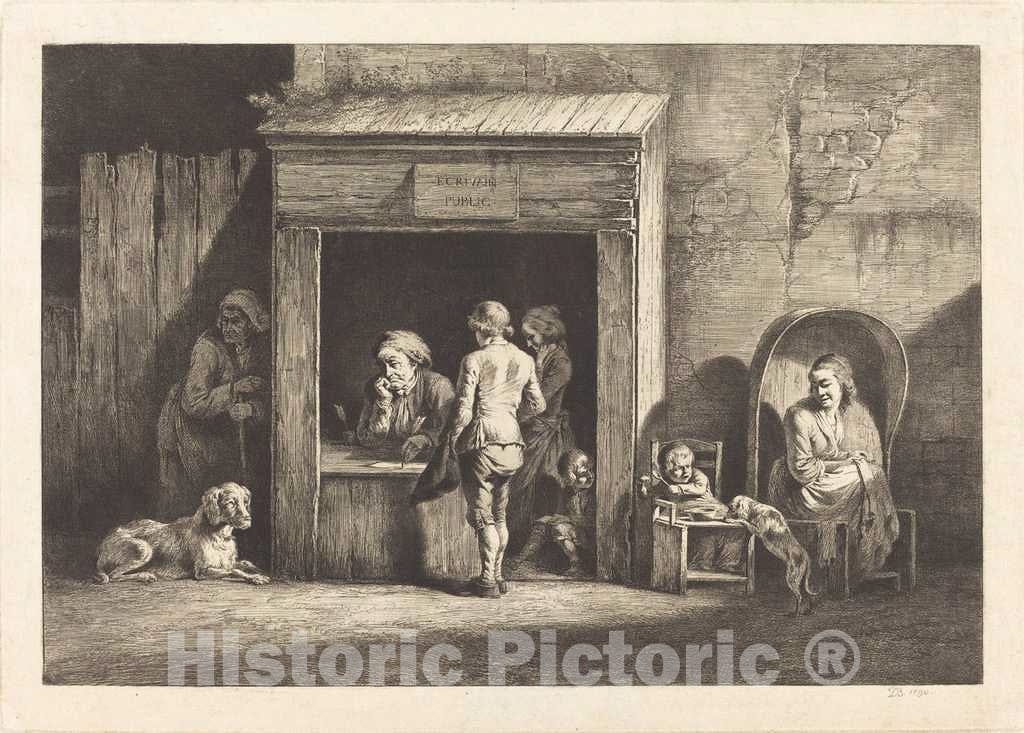 Art Print : Jacques de Boissieu, The Public Scribe, 1790 - Vintage Wall Art