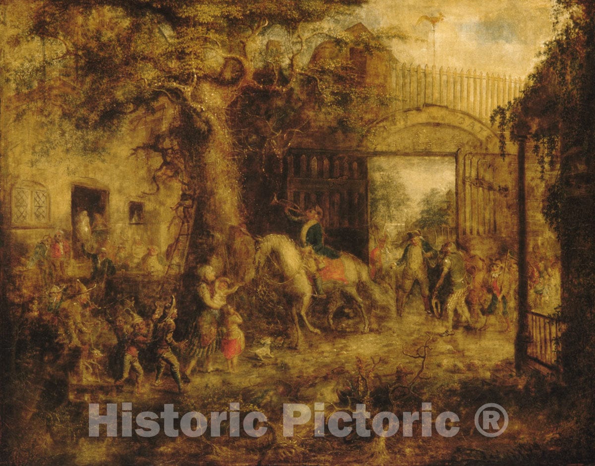 Art Print : John Quidor - The Vigilant Stuyvesant's Wall Street Gate : Vintage Wall Art