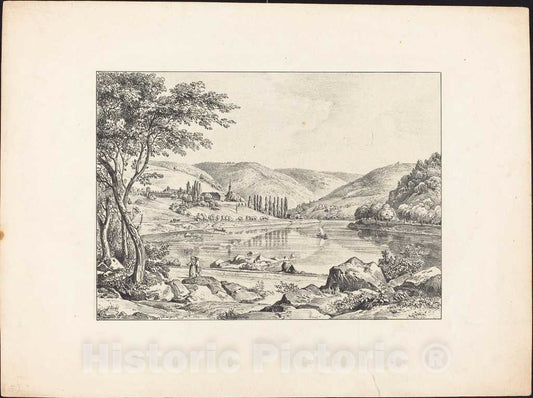 Art Print : Ernst Fries, The Convent of Neuburg from Haarlass, 1829 - Vintage Wall Art
