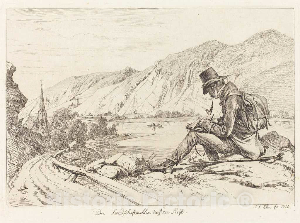 Art Print : Johann Adam Klein, Der Landschaftmaler auf der Reise (The Landscape Painter on Tour), 1814 - Vintage Wall Art