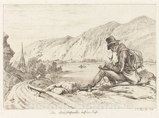 Art Print : Johann Adam Klein, Der Landschaftmaler auf der Reise (The Landscape Painter on Tour), 1814 - Vintage Wall Art
