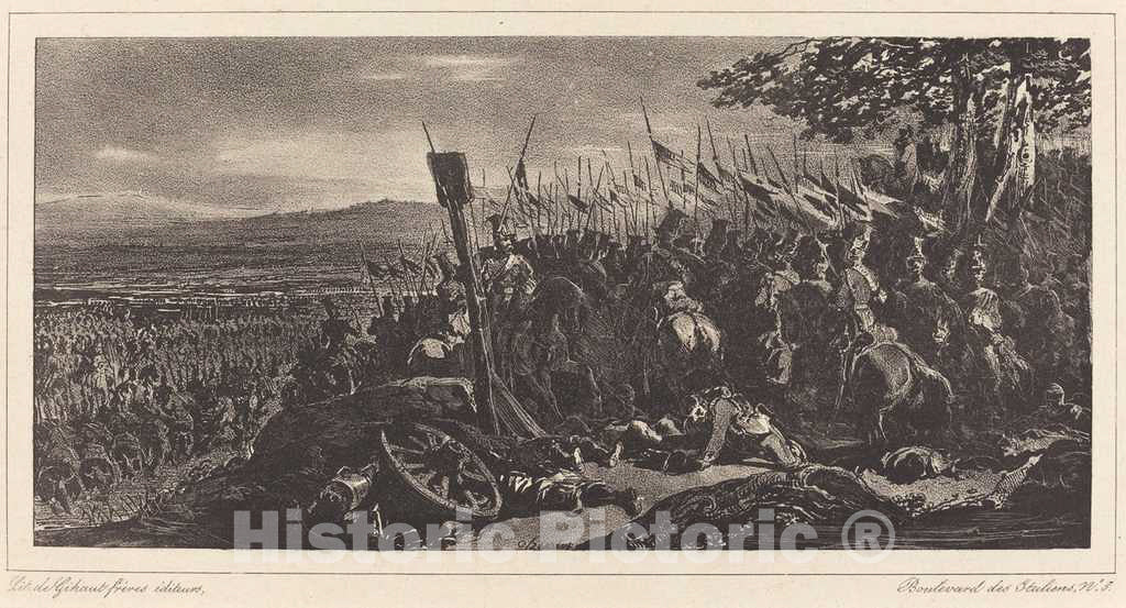 Art Print : Nicolas-Toussaint Charlet, Battle Scene - Vintage Wall Art