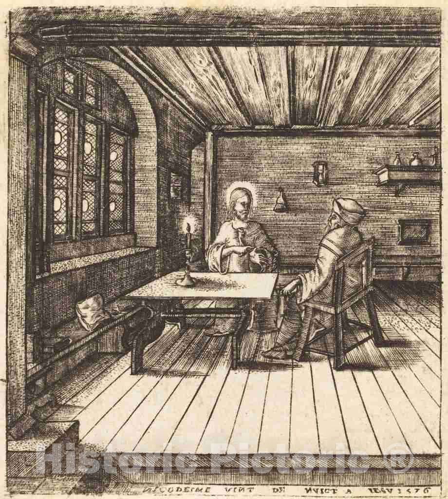 Art Print : LÃ©onard Gaultier, Nicodemus Comes to Christ by Night, 1576 - Vintage Wall Art