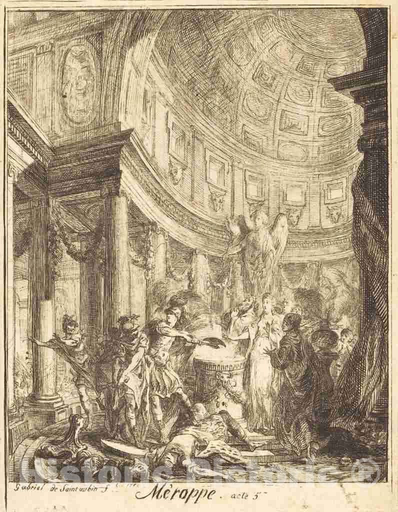 Art Print : Gabriel Jacques de Saint-Aubin, Merope, 1750 - Vintage Wall Art