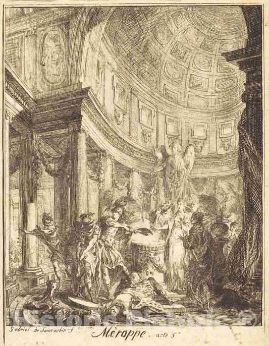 Art Print : Gabriel Jacques de Saint-Aubin, Merope, 1750 - Vintage Wall Art