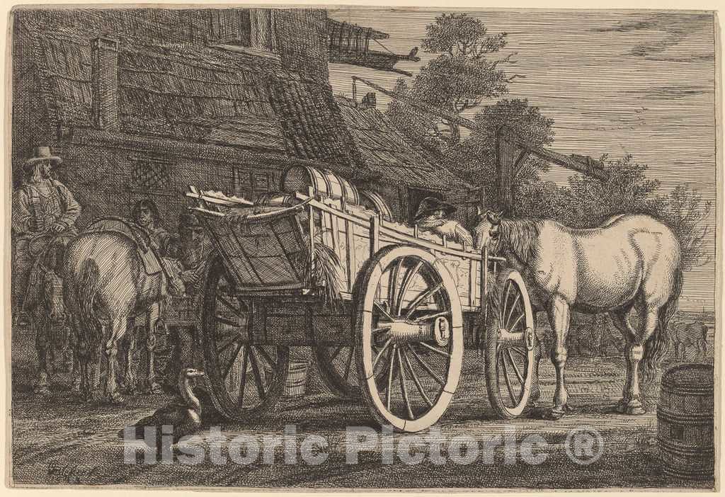 Art Print : Gerrit Claesz Bleker, The Four-Wheeled Cart, 1643 - Vintage Wall Art