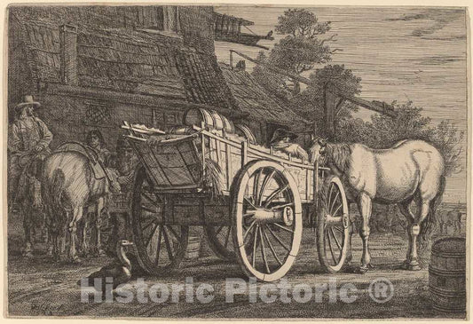 Art Print : Gerrit Claesz Bleker, The Four-Wheeled Cart, 1643 - Vintage Wall Art