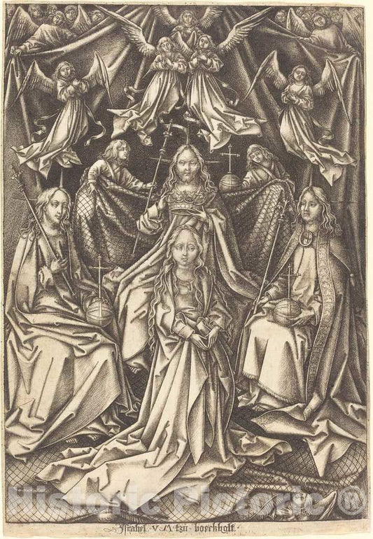 Art Print : Meckenem After Hans Holbein The Elder, The Coronation of The Virgin, c.1495 - Vintage Wall Art