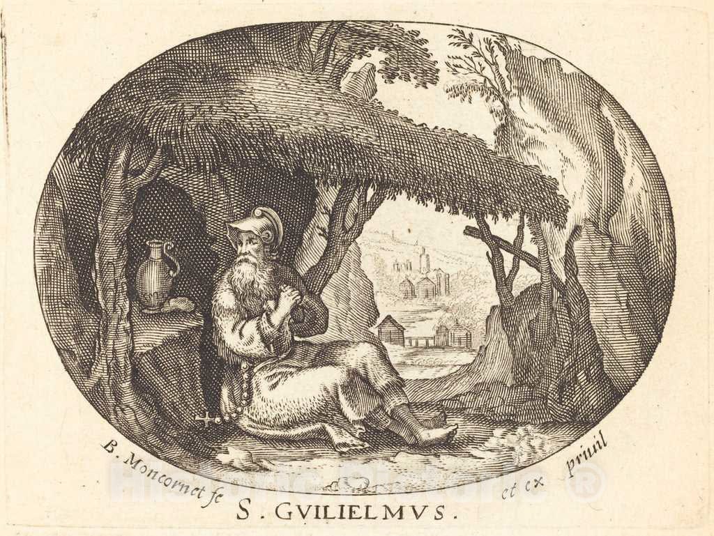 Art Print : Balthasar Moncornet, Saint William The Hermit - Vintage Wall Art