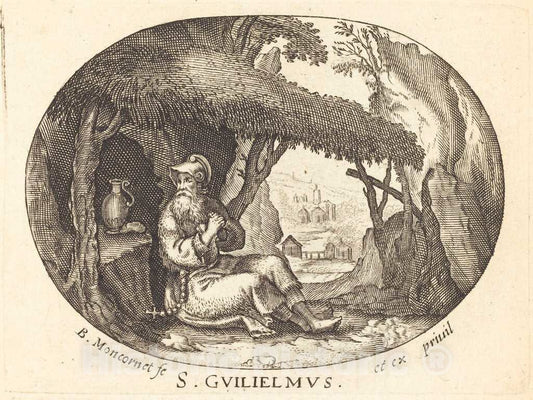 Art Print : Balthasar Moncornet, Saint William The Hermit - Vintage Wall Art