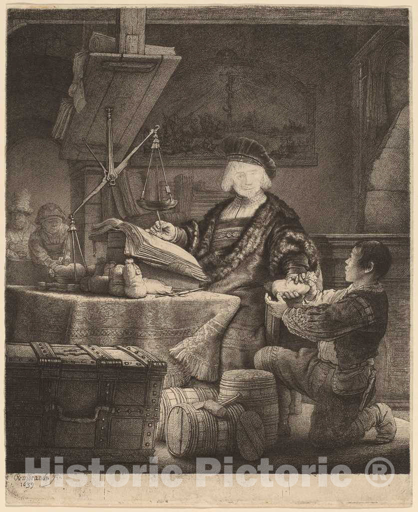 Art Print : Rembrandt, Jan Uytenbogaert, The Goldweigher - Vintage Wall Art