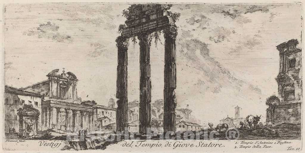 Art Print : Giovanni Battista Piranesi, Vestigi del tempio del Giove Statore, 1748 - Vintage Wall Art