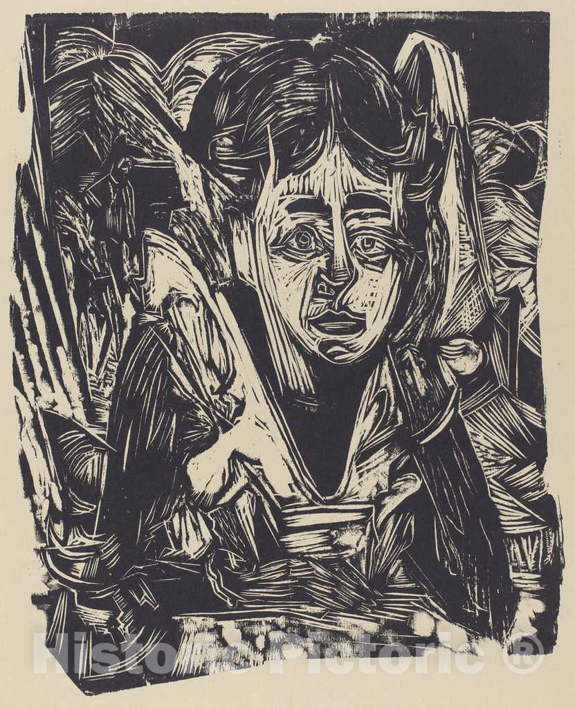 Art Print : Ernst Ludwig Kirchner, Girl Dreaming, 1918 - Vintage Wall Art