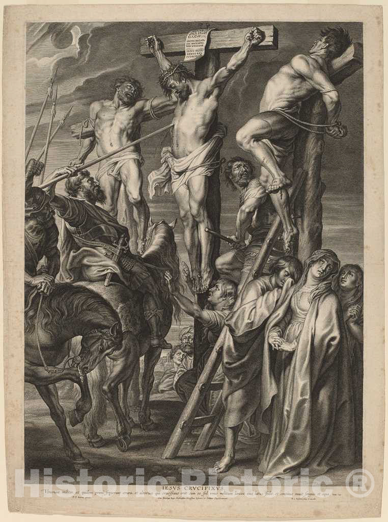 Art Print : Bolswert After Rubens, Le Coup de Lance, 1631 - Vintage Wall Art