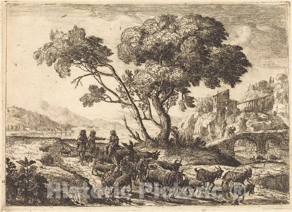 Art Print : Claude Lorrain, Departure for The Fields, c.1640 - Vintage Wall Art