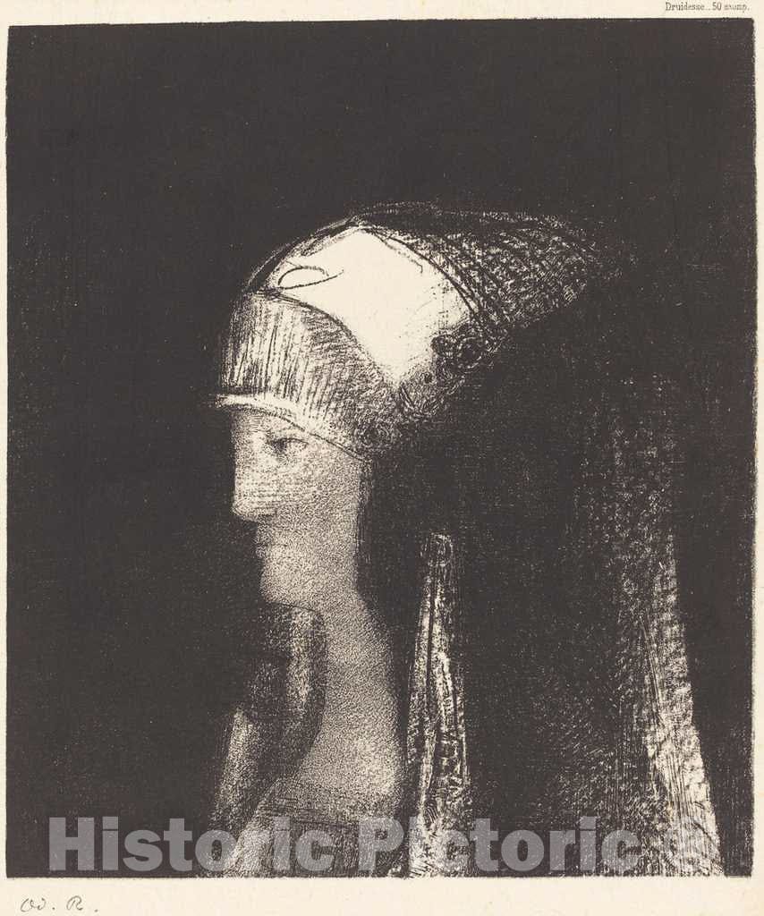 Art Print : Odilon Redon, Druidesse, 1892 - Vintage Wall Art